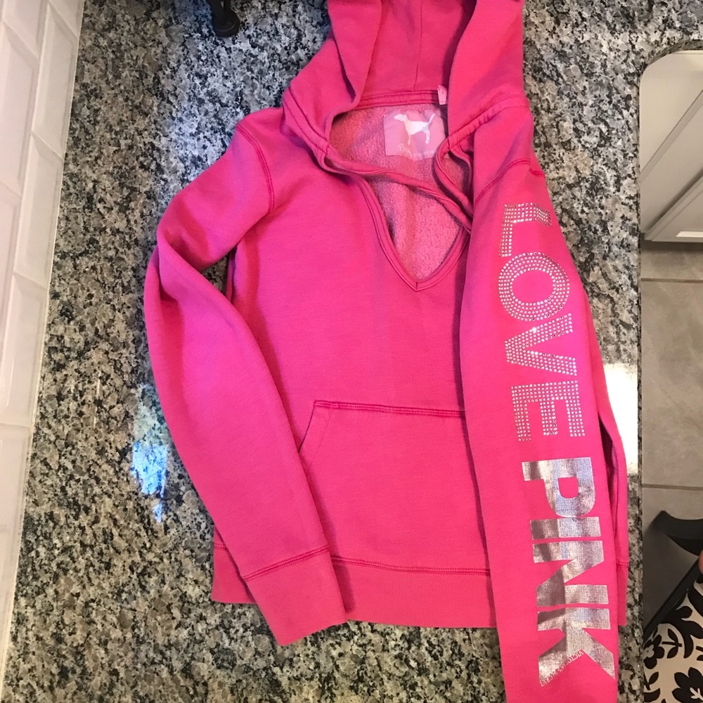 Bling V neck PInk Victoria’s Secret hoodie